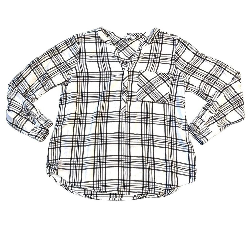 Plaid Women's Blouse - Black and White